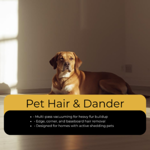 Pet hair removal service in Waco Texas with detailed vacuuming and fur buildup recovery by Victory Home Services